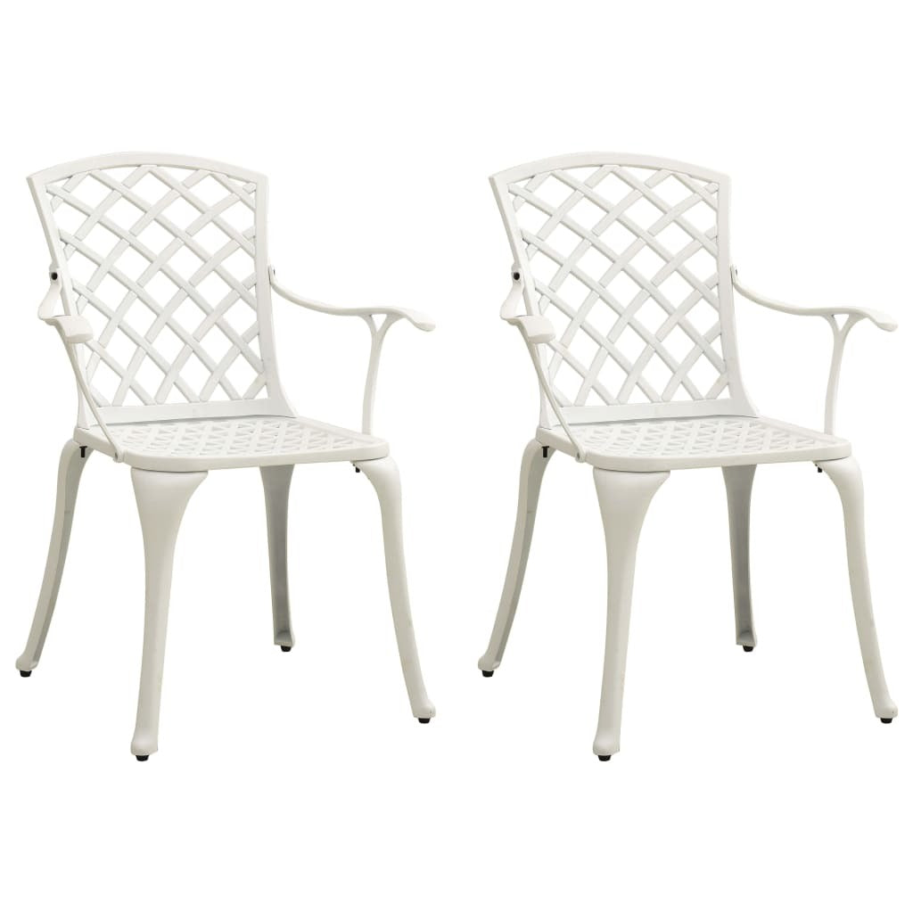 vidaXL 3 Piece Bistro Set Cast Aluminum White