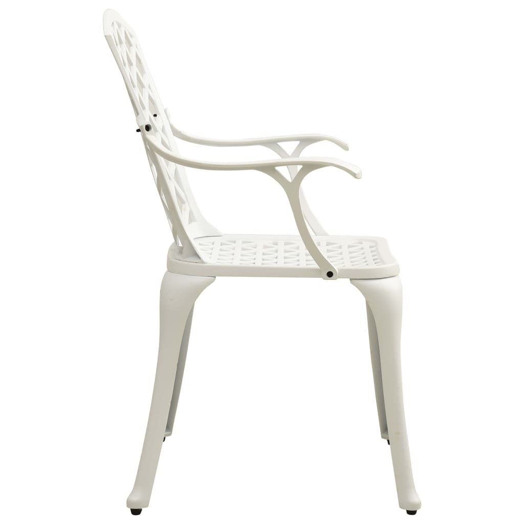 vidaXL 3 Piece Bistro Set Cast Aluminum White