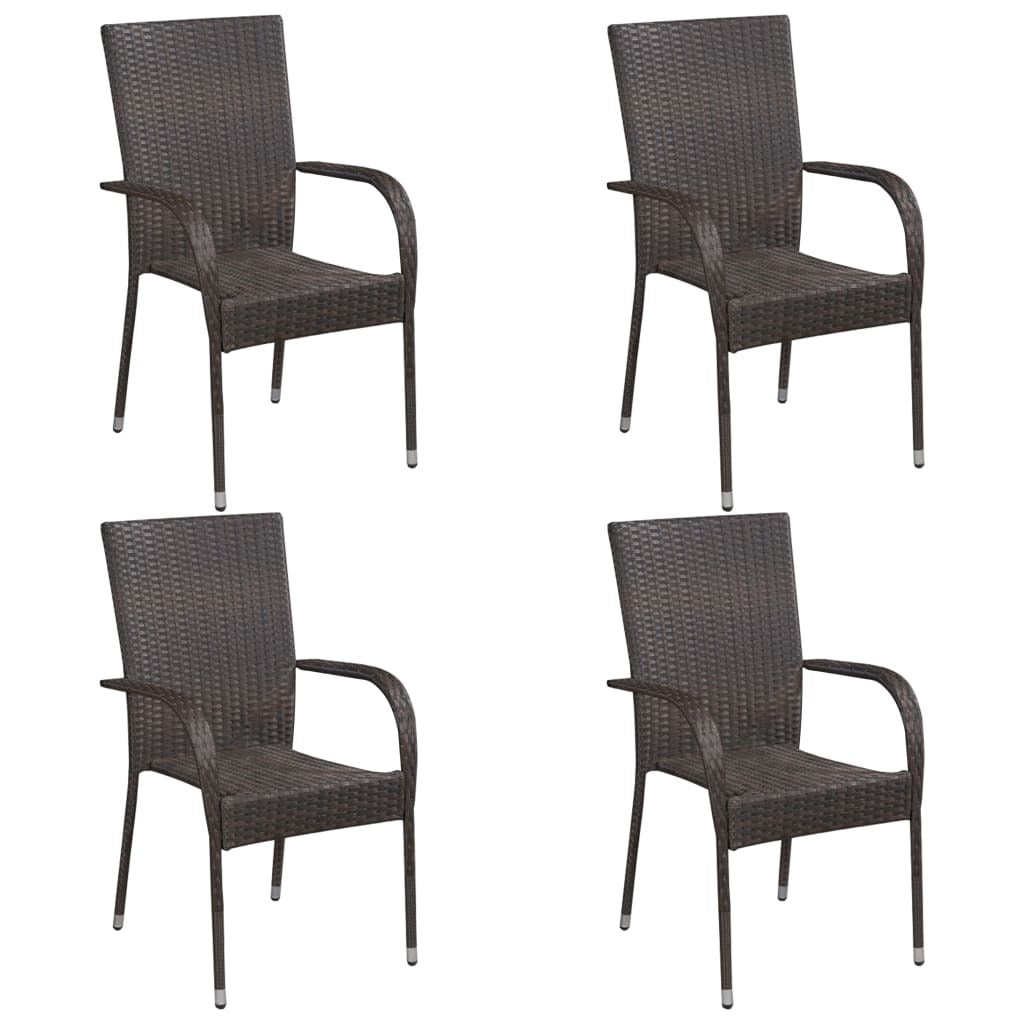 vidaXL 5 Piece Patio Dining Set Poly Rattan Brown