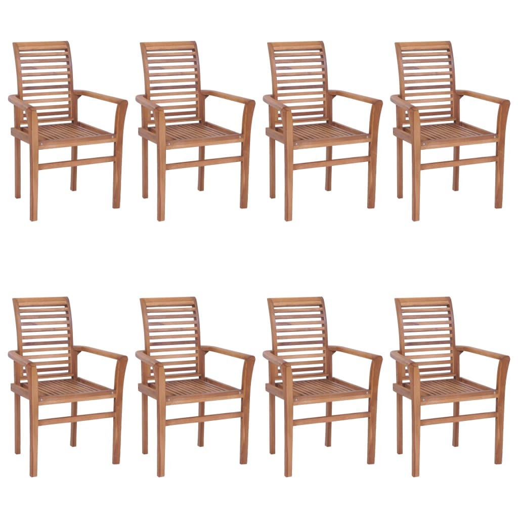 vidaXL Dining Chairs 8 pcs with Beige Cushions Solid Teak Wood