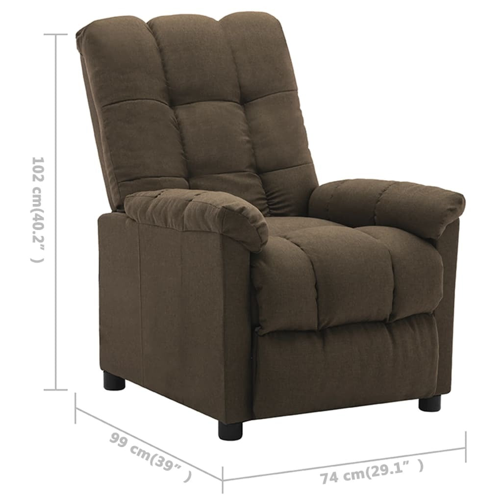 vidaXL Recliner Brown Fabric