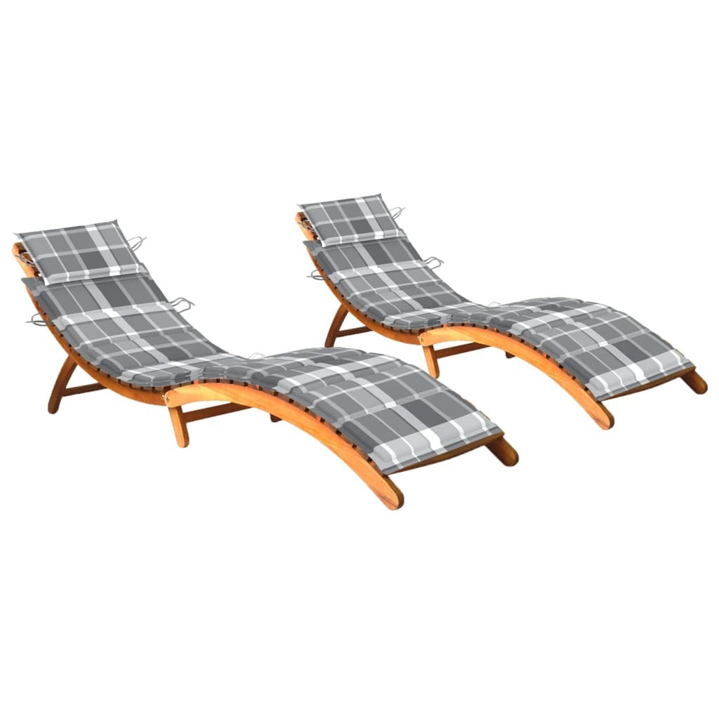 vidaXL Sun Loungers 2 pcs with Cushions Solid Acacia Wood