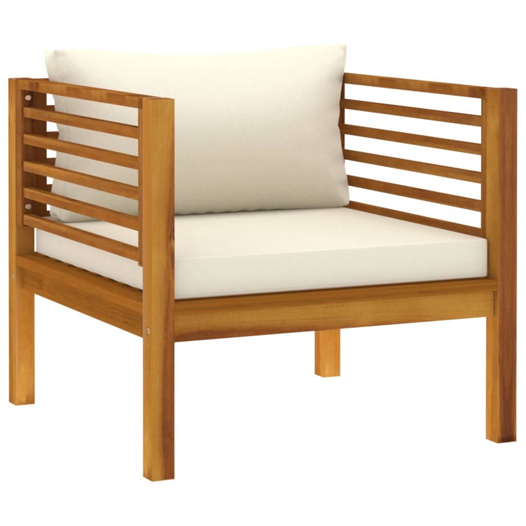 vidaXL 5 Piece Patio Lounge Set with Cream Cushion Solid Acacia Wood