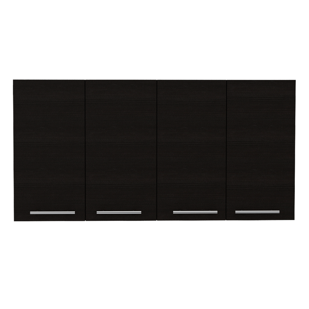 Wall Cabinet 24" H, four Doors, with two internal Shelves and internal plate and glass organizer, Black