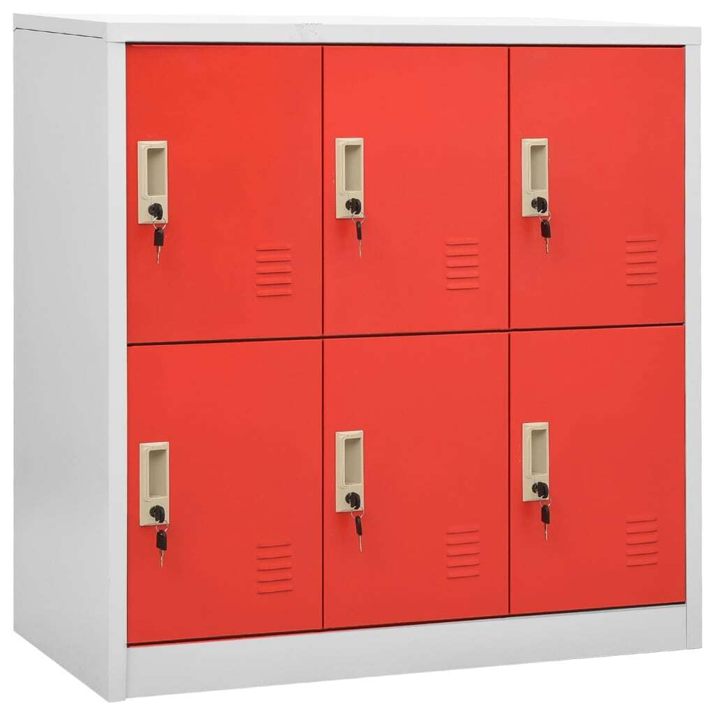 vidaXL Locker Cabinets 2 pcs Light Gray and Red 35.4"x17.7"x36.4" Steel