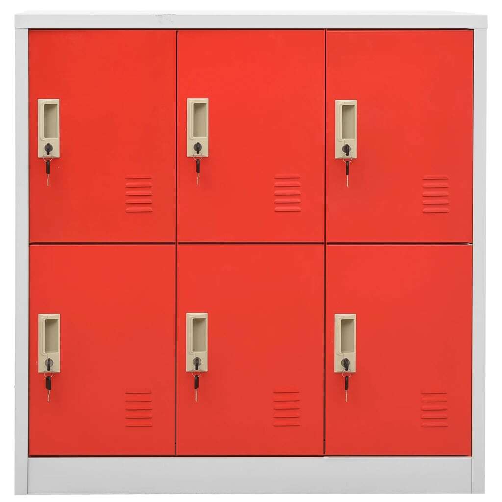 vidaXL Locker Cabinets 2 pcs Light Gray and Red 35.4"x17.7"x36.4" Steel