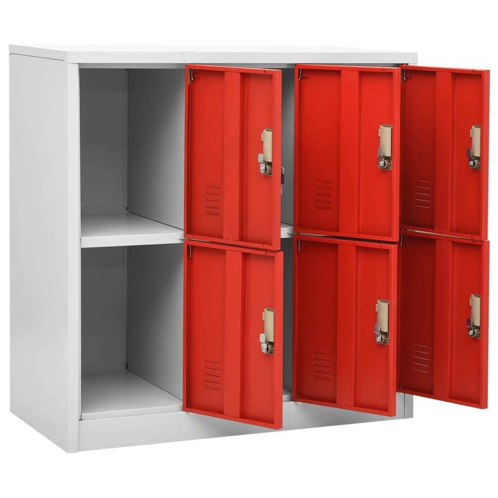 vidaXL Locker Cabinets 2 pcs Light Gray and Red 35.4"x17.7"x36.4" Steel