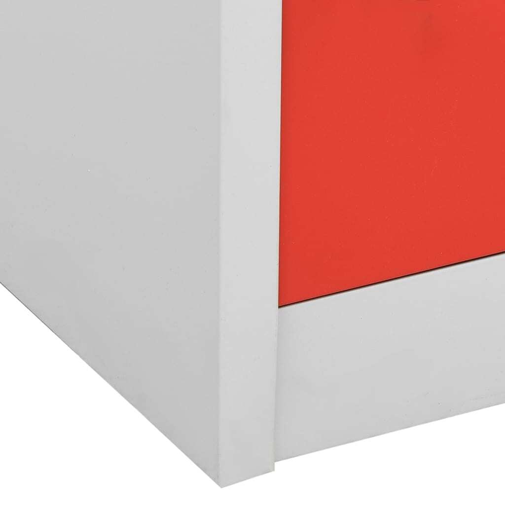 vidaXL Locker Cabinets 2 pcs Light Gray and Red 35.4"x17.7"x36.4" Steel