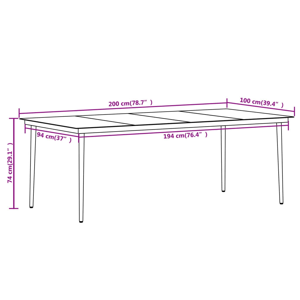 vidaXL 9 Piece Patio Dining Set with Cushions Poly Rattan and Glass