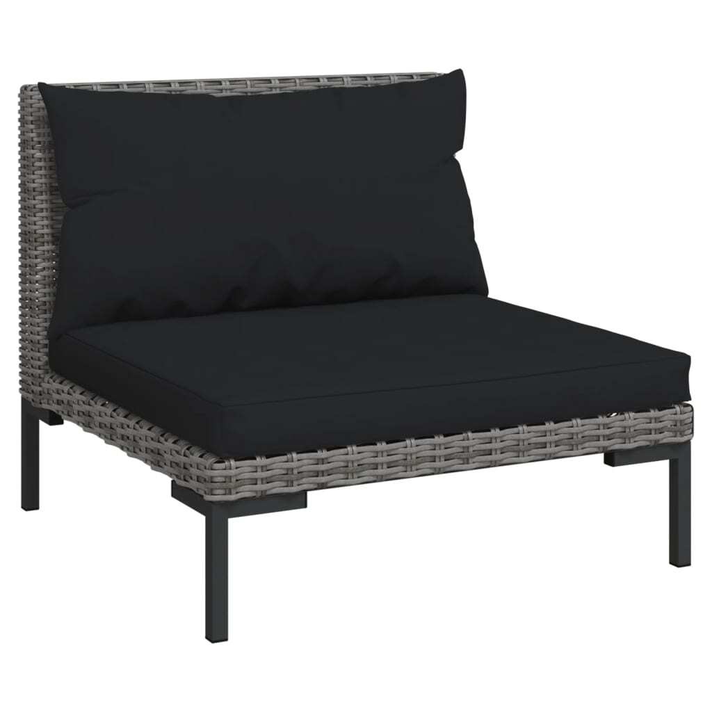 vidaXL 3 Piece Patio Lounge Set with Cushions Poly Rattan Dark Gray