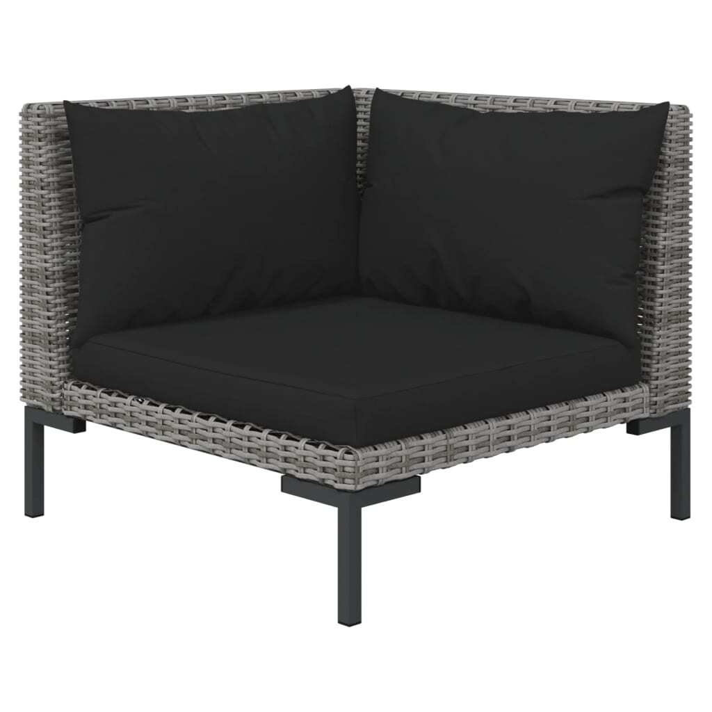 vidaXL 3 Piece Patio Lounge Set with Cushions Poly Rattan Dark Gray