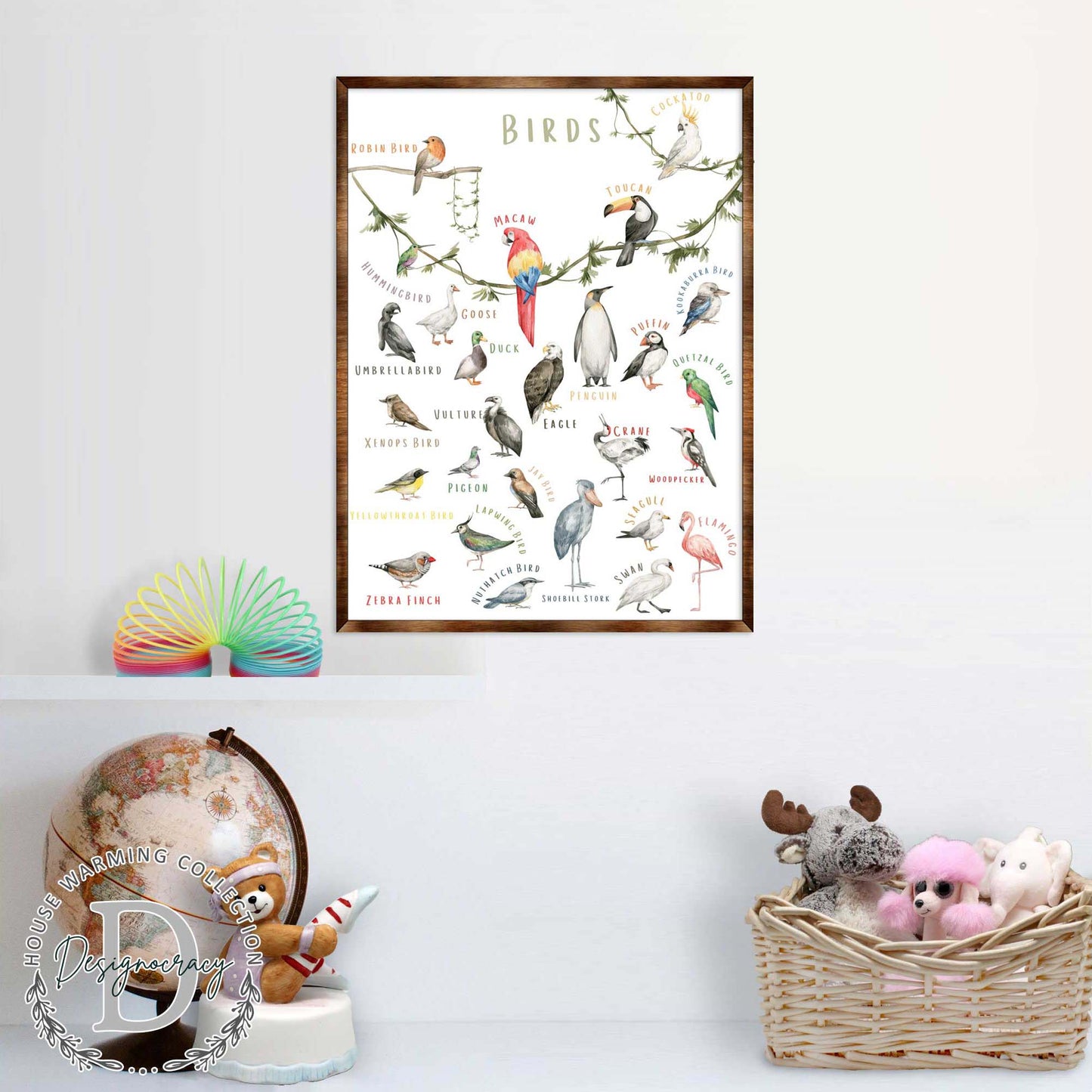 Nature Birds Wooden Wall Decor - Kids room décor - First day of school gift - ABC 123 Kids - Homeschool I Educational Poster - Art for kids - Alphabet - Classroom Décor - 310214-0