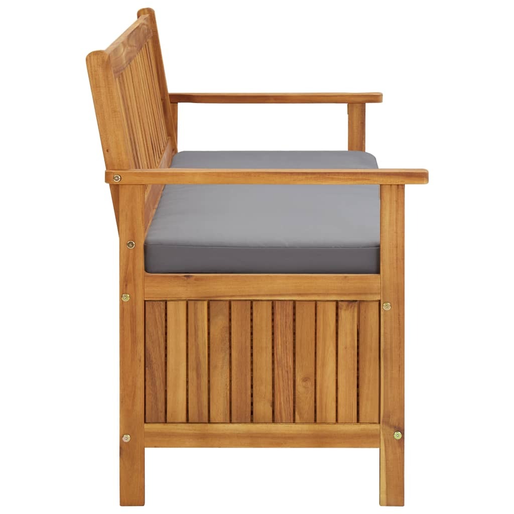 vidaXL Patio Storage Bench with Cushion 58.3" Solid Acacia Wood