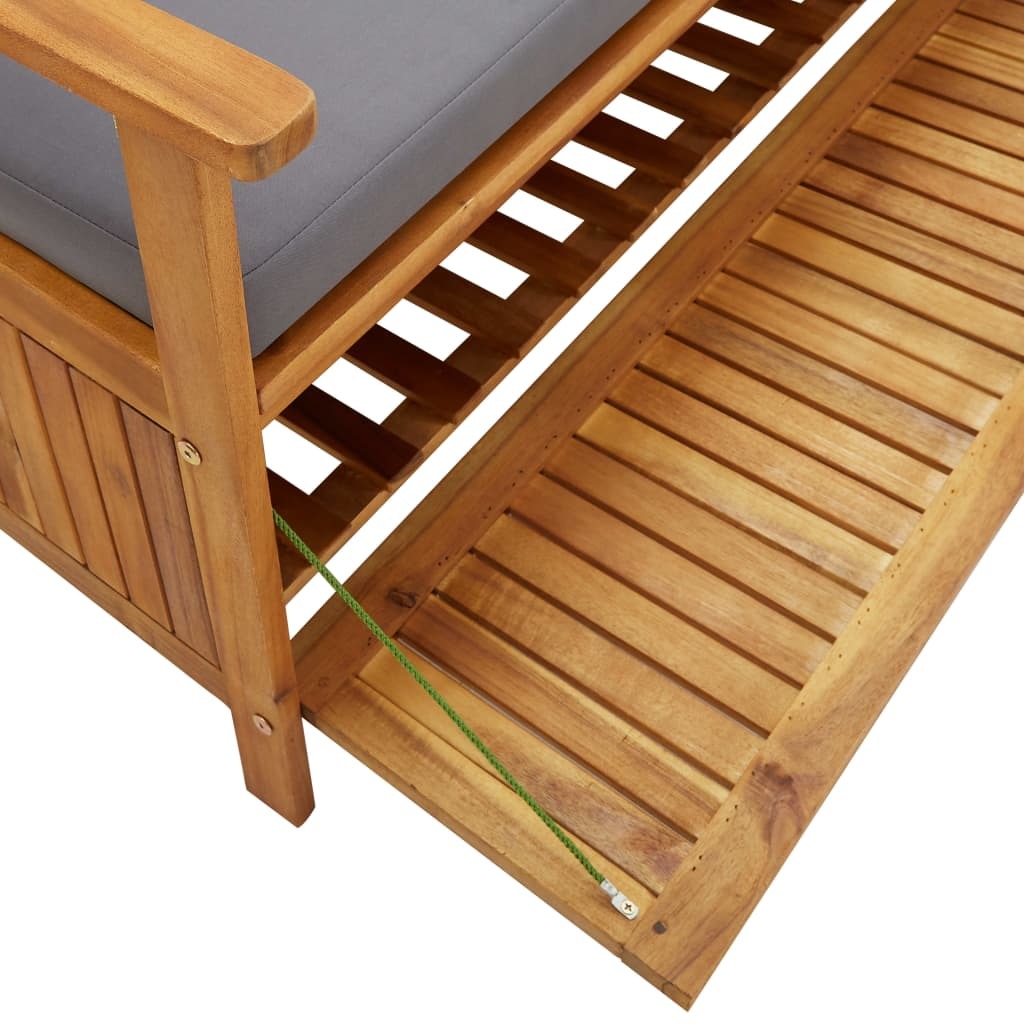 vidaXL Patio Storage Bench with Cushion 58.3" Solid Acacia Wood