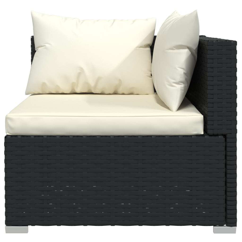 vidaXL 13 Piece Garden Lounge Set with Cushions Black Poly Rattan