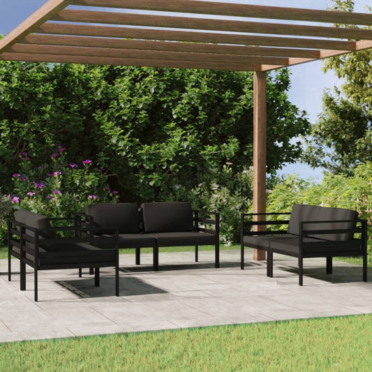 vidaXL 6 Piece Patio Lounge Set with Cushions Aluminum Anthracite