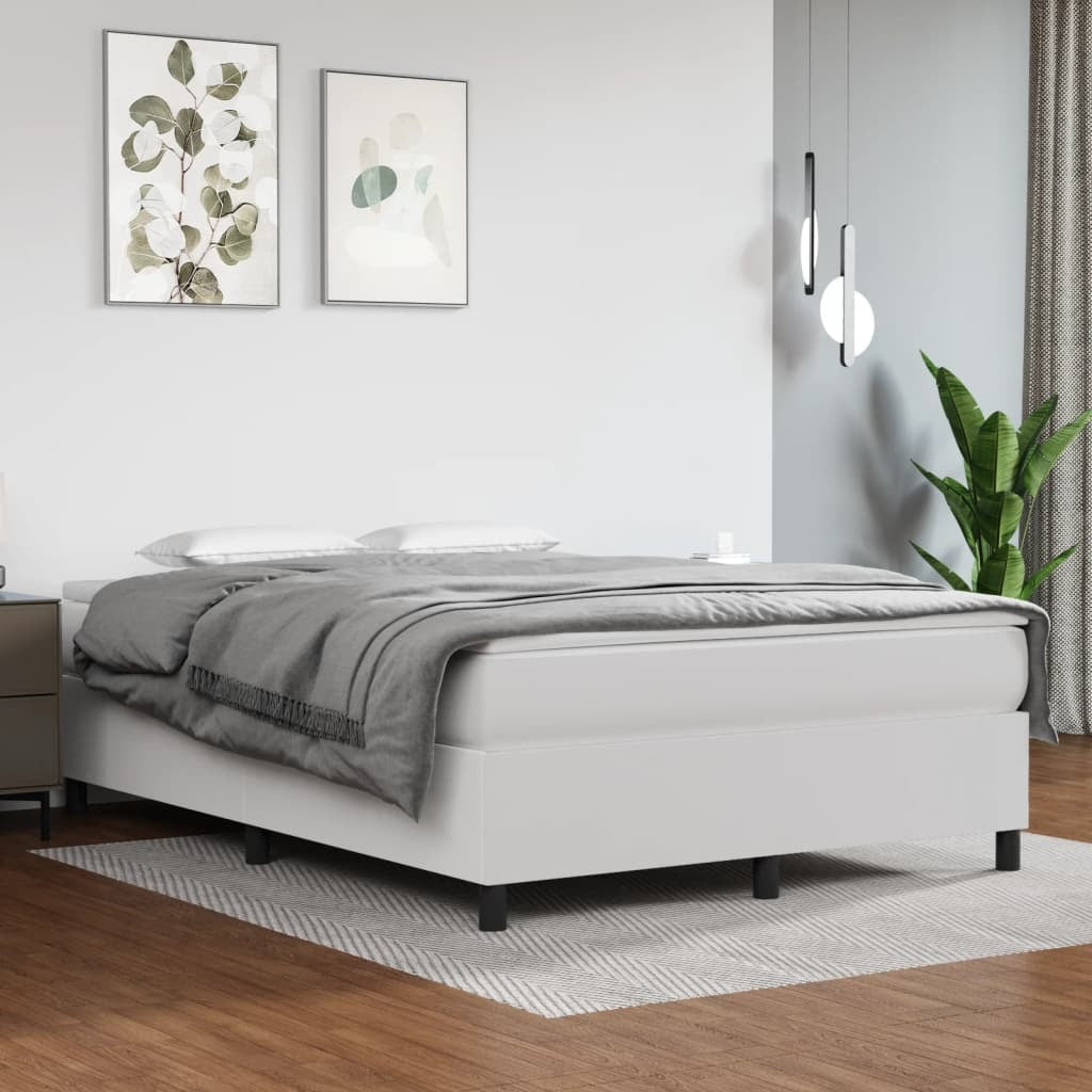 vidaXL Bed Frame White 53.9"x74.8" Full Faux Leather