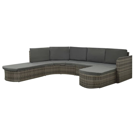 vidaXL 4 Piece Patio Lounge Set with Cushions Poly Rattan Gray