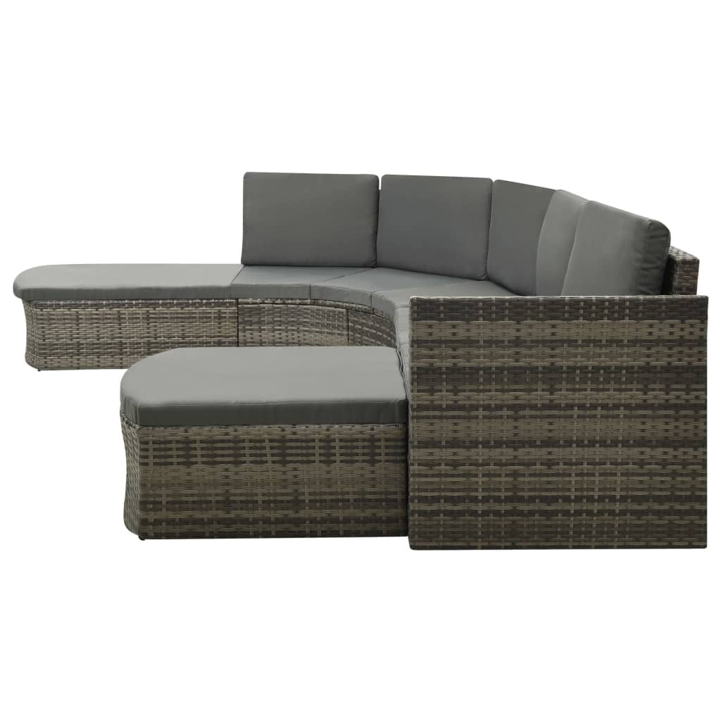 vidaXL 4 Piece Patio Lounge Set with Cushions Poly Rattan Gray