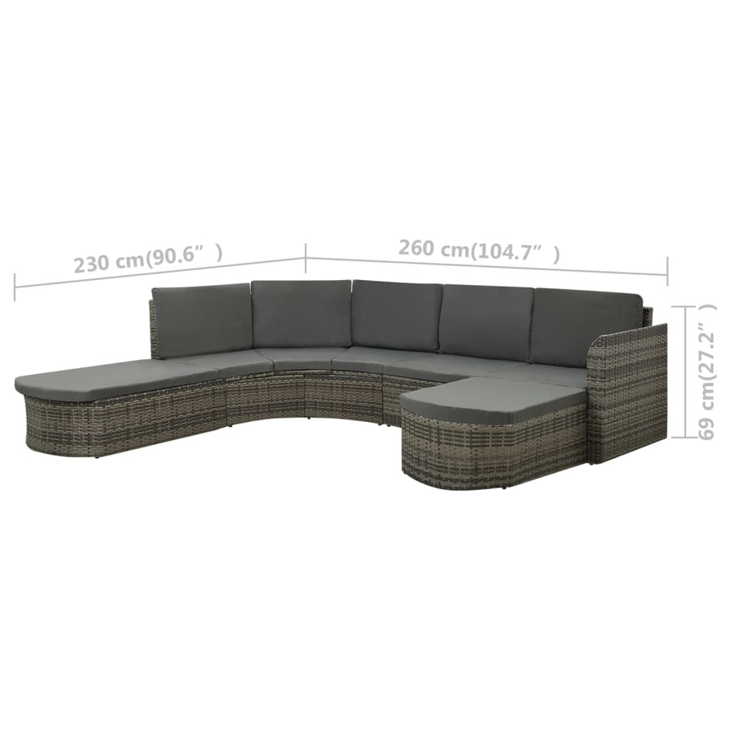 vidaXL 4 Piece Patio Lounge Set with Cushions Poly Rattan Gray