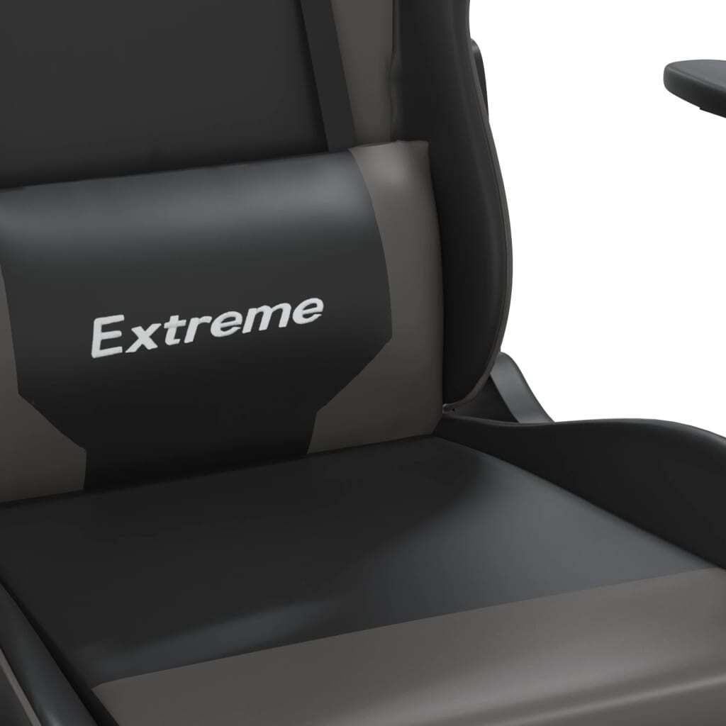 vidaXL Gaming Chair with Footrest Black and Gray Faux Leather