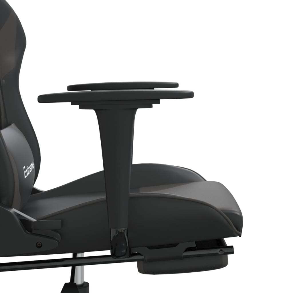 vidaXL Gaming Chair with Footrest Black and Gray Faux Leather