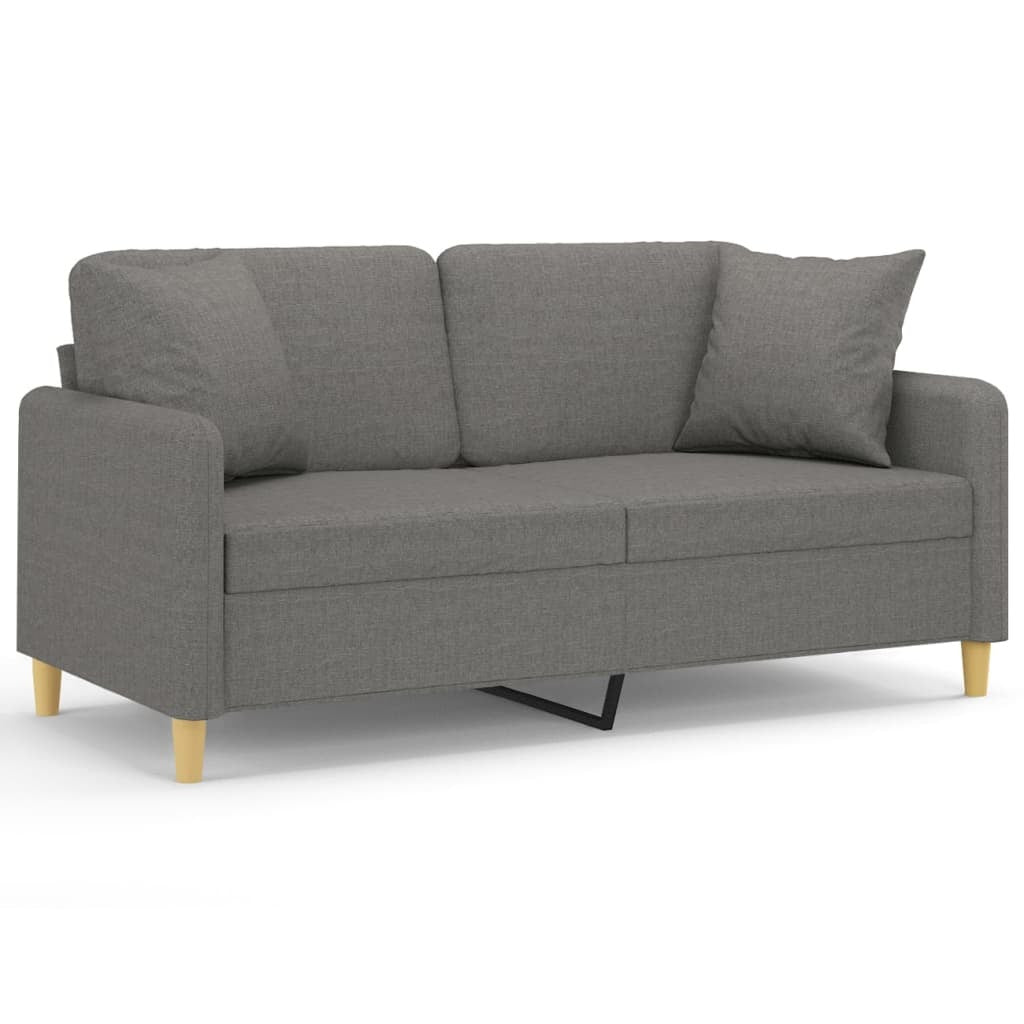 vidaXL 2-Seater Sofa with Pillows&Cushions Dark Gray 55.1" Fabric