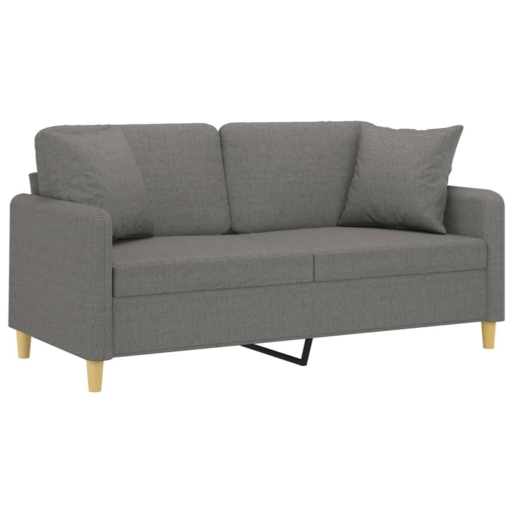 vidaXL 2-Seater Sofa with Pillows&Cushions Dark Gray 55.1" Fabric