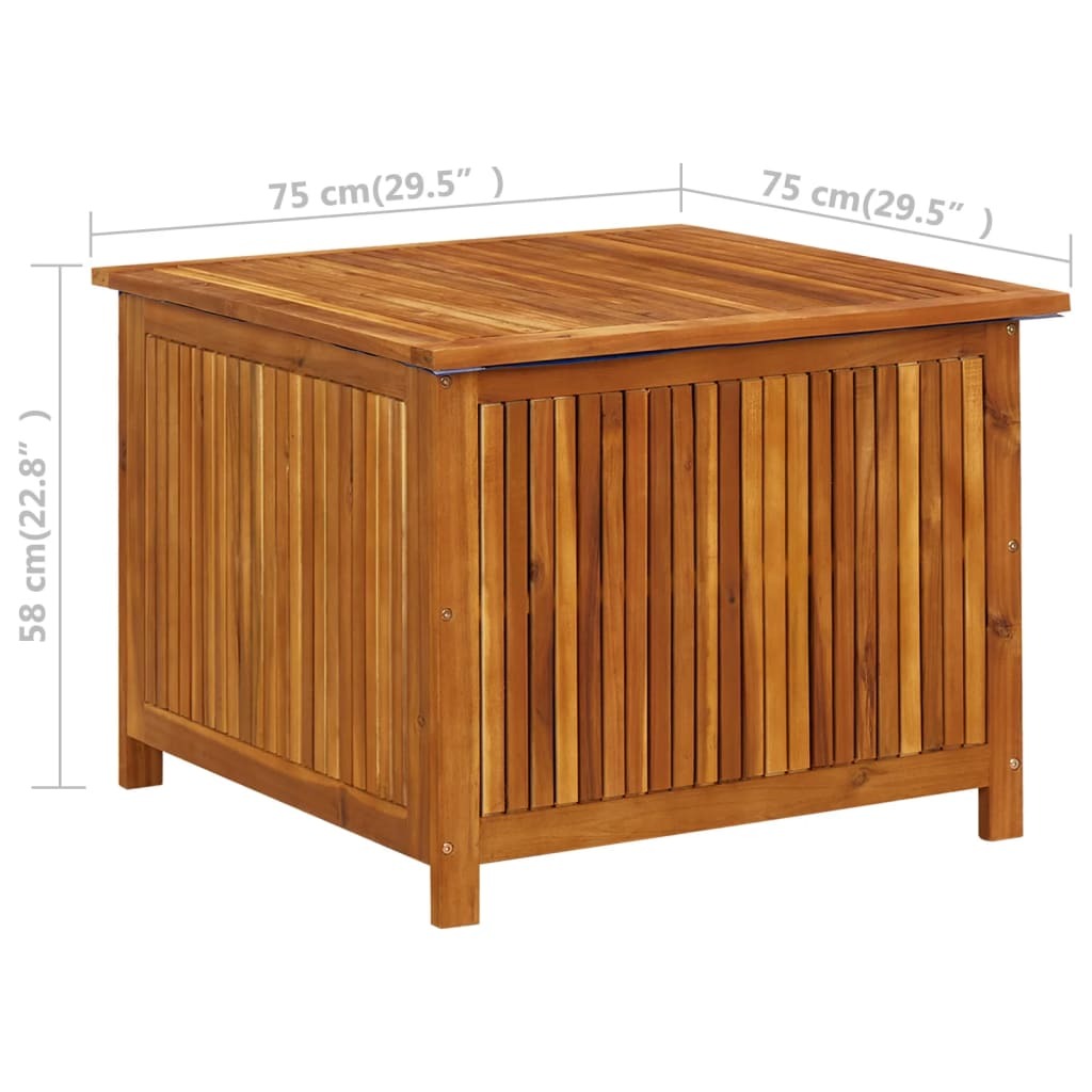 vidaXL Patio Storage Box 29.5"x29.5"x22.8" Solid Acacia Wood