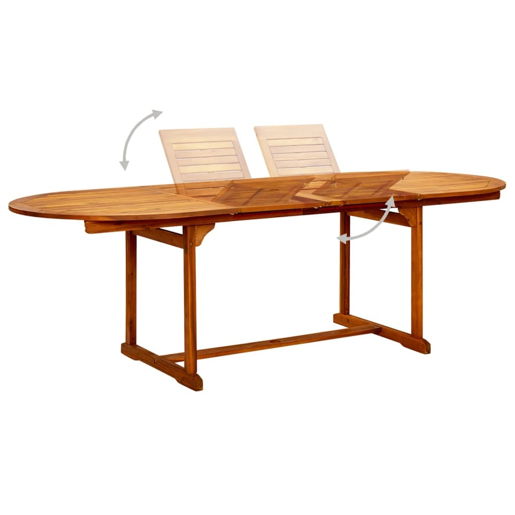 vidaXL Garden Dining Table (63"-94.5")x39.4"x29.5" Solid Acacia Wood