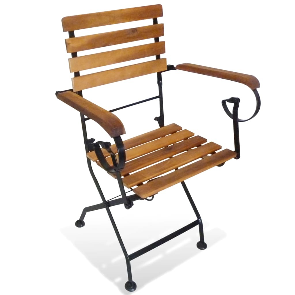 vidaXL Folding Patio Chairs 2 pcs Steel and Solid Wood Acacia