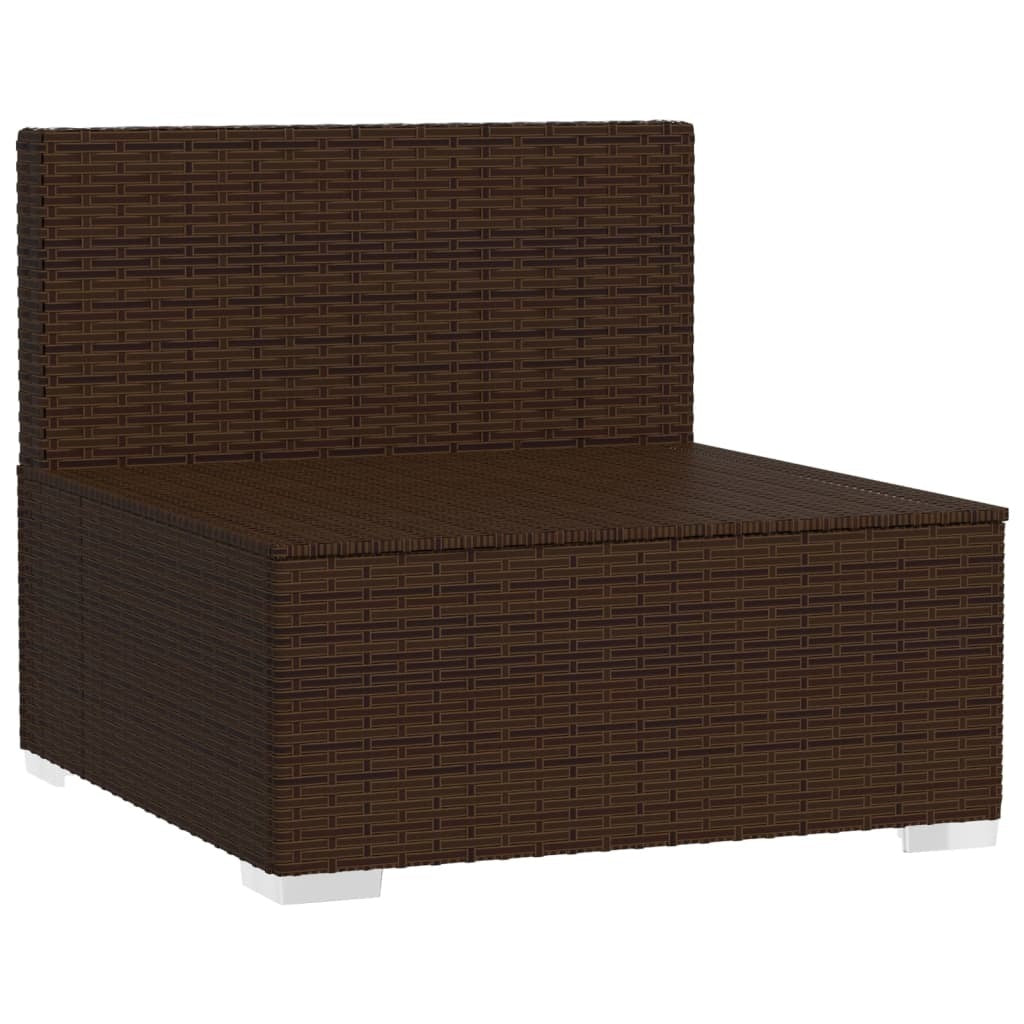 vidaXL 3 Seat Patio Sofa with Cushions Brown Poly Rattan