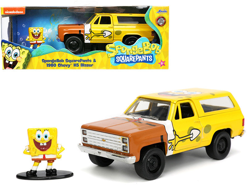 1980 Chevrolet K5 Blazer with SpongeBob SquarePants Diecast Figurine "Hollywood Rides" Series 1/32 Diecast Model Car by Jada-0