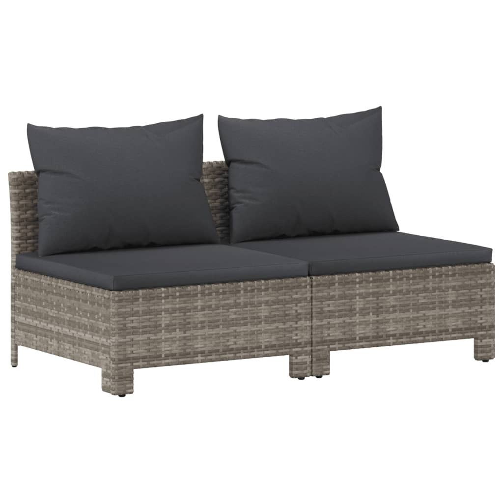 vidaXL 6 Piece Patio Lounge Set with Cushions Gray Poly Rattan