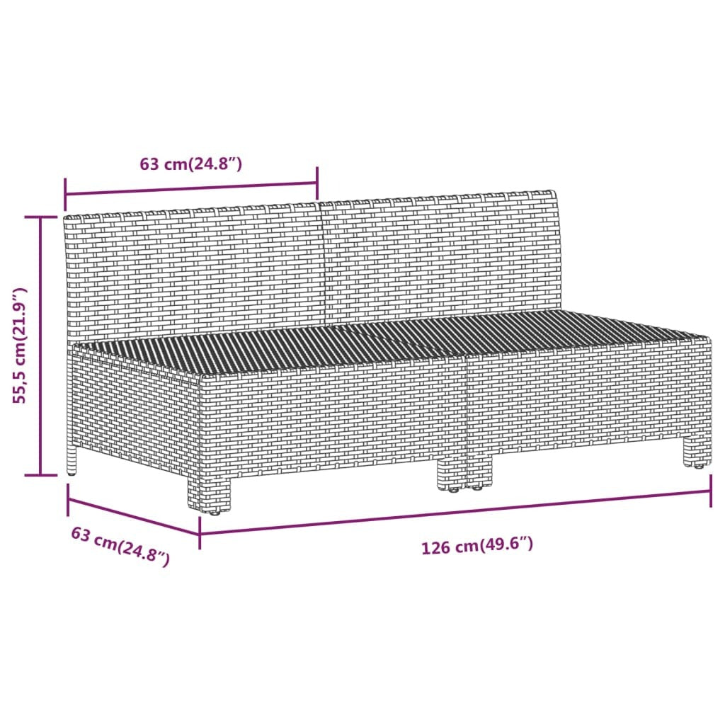 vidaXL 6 Piece Patio Lounge Set with Cushions Gray Poly Rattan