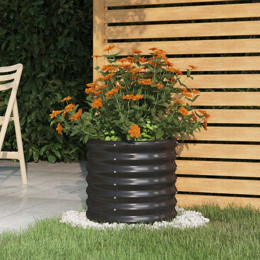 vidaXL Garden Planter Powder-coated Steel 15.7"x15.7"x14.2" Anthracite