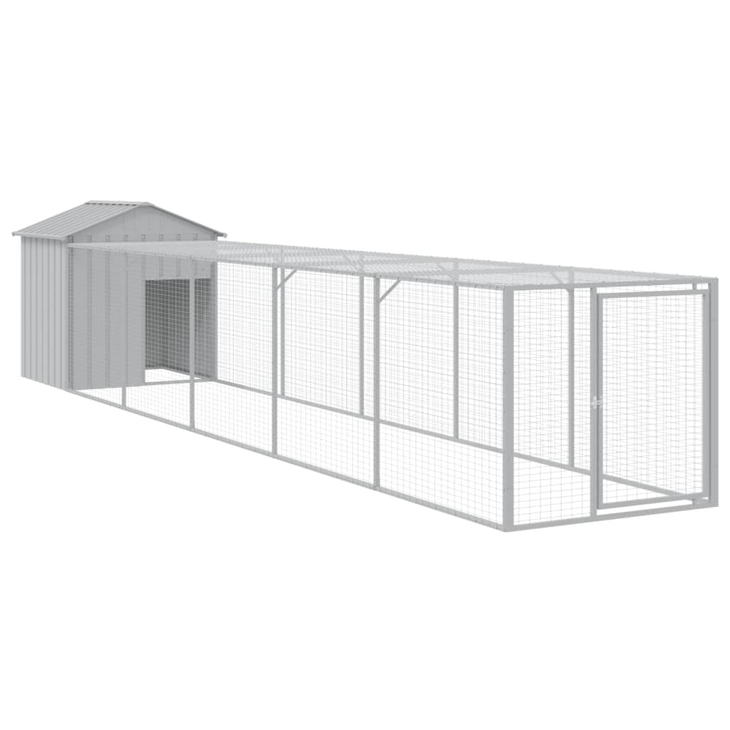 vidaXL Chicken Cage with Run Light Gray 46.1"x239.8"x48.4" Galvanized Steel