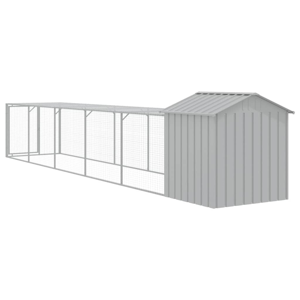 vidaXL Chicken Cage with Run Light Gray 46.1"x239.8"x48.4" Galvanized Steel