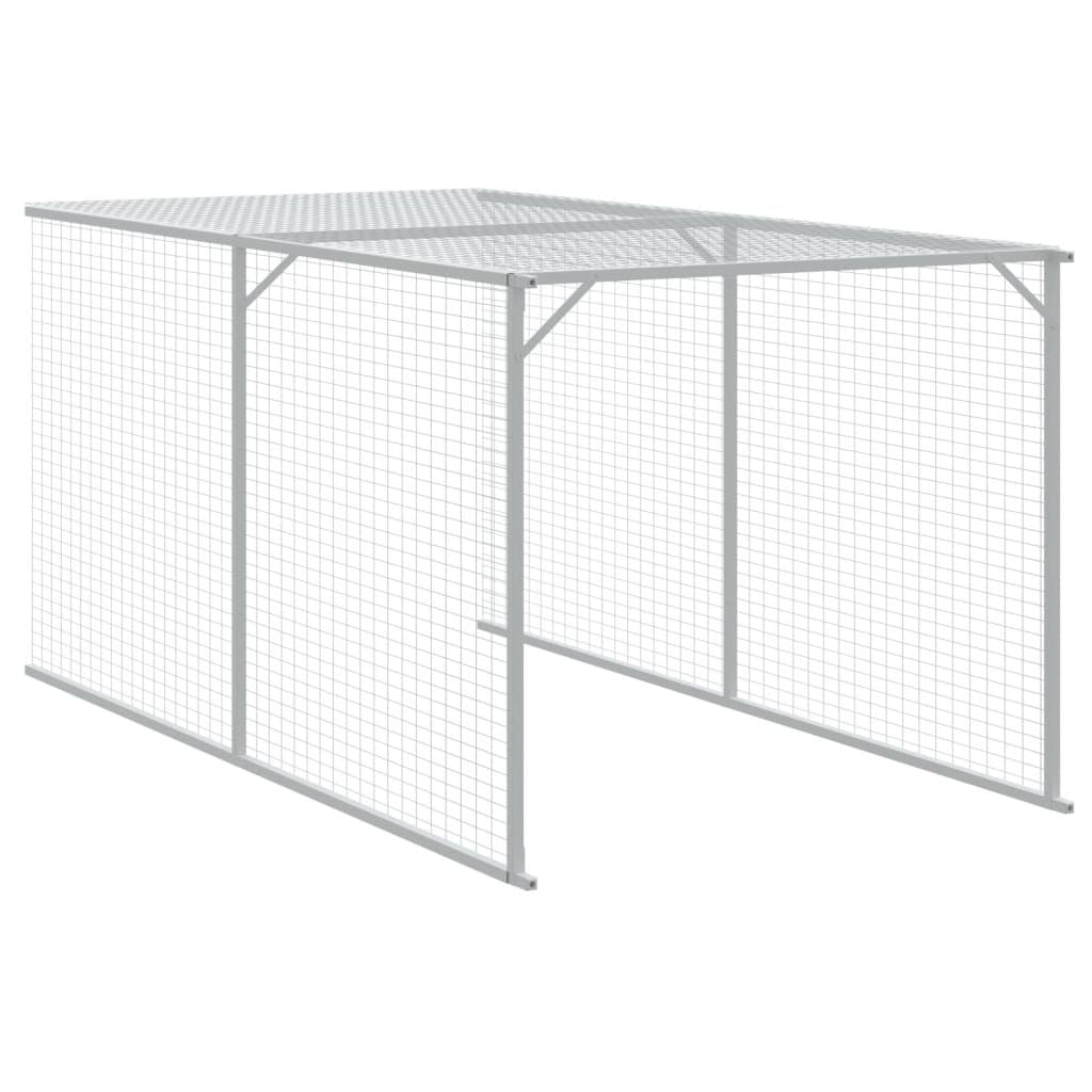 vidaXL Chicken Cage with Run Light Gray 46.1"x239.8"x48.4" Galvanized Steel