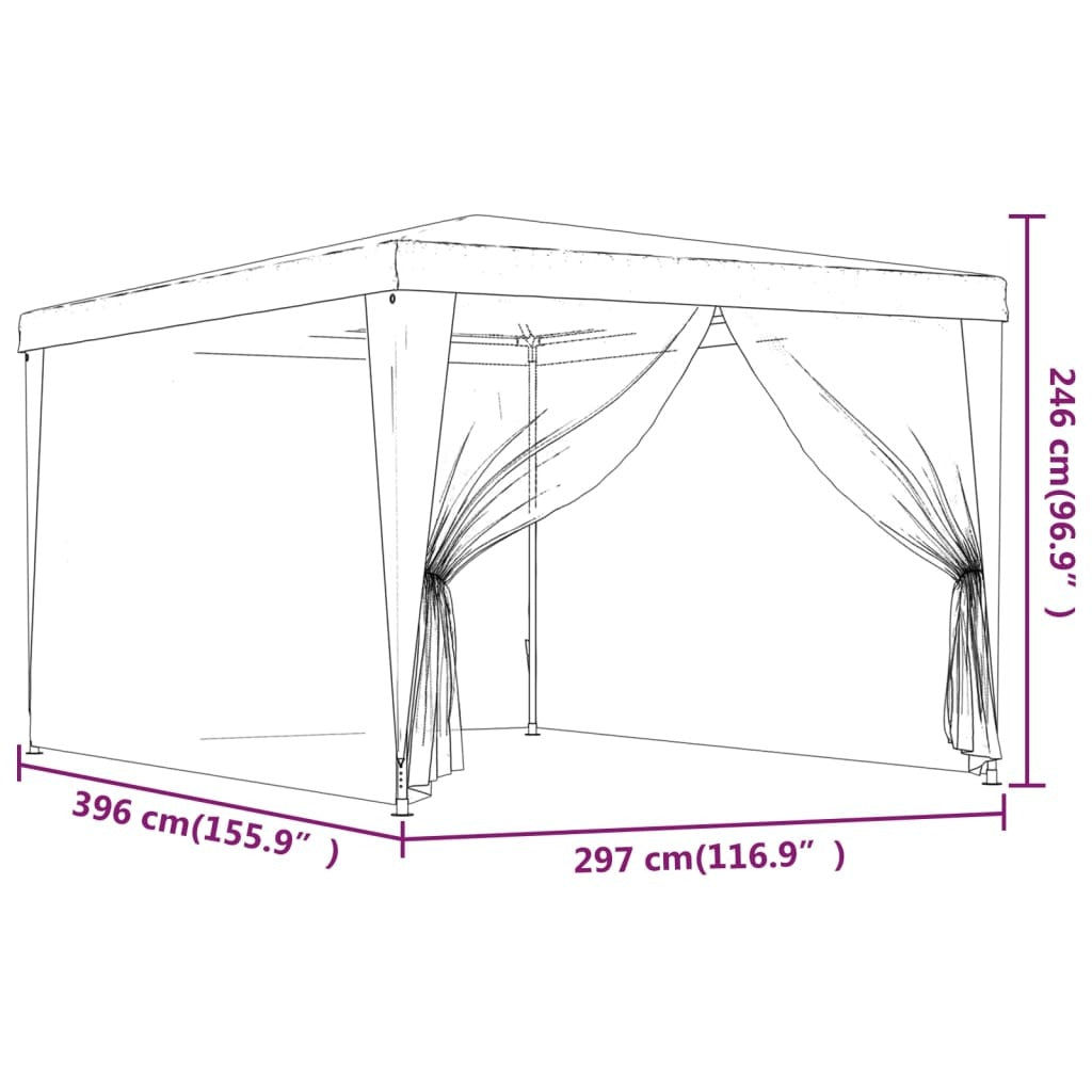 vidaXL Party Tent with 4 Mesh Sidewalls Anthracite 9.8'x13.1' HDPE