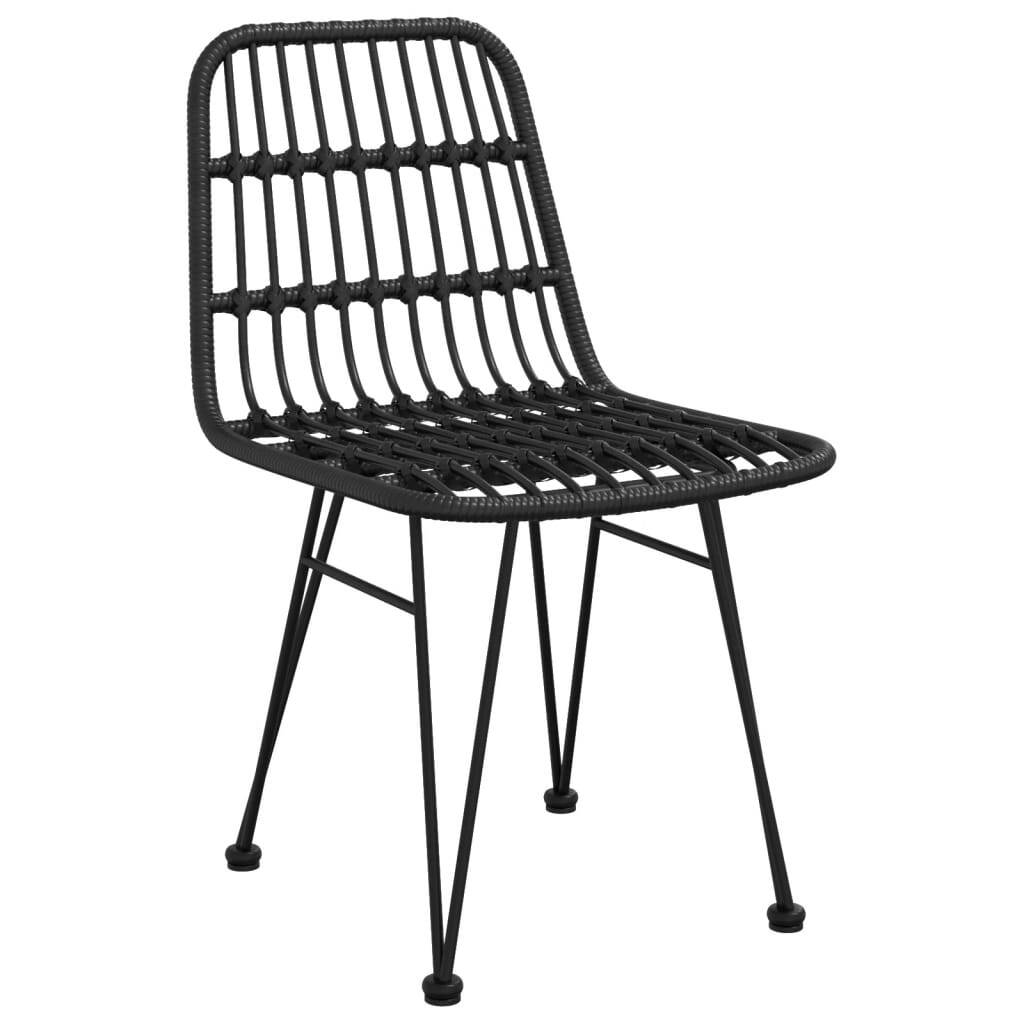 vidaXL Patio Chairs 2 pcs Black 18.9"x24.4"x33.1" PE Rattan