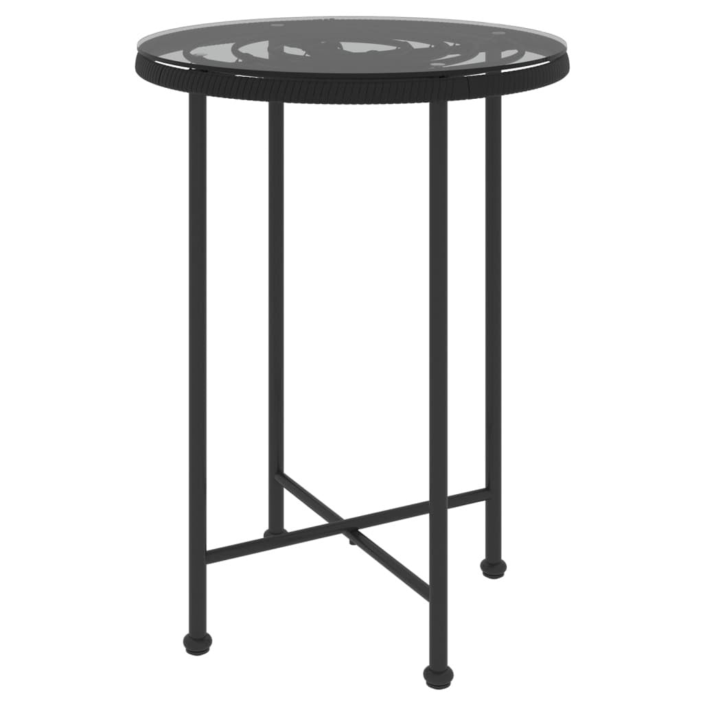 vidaXL Dining Table Black 21.7"?Tempered Glass and Steel