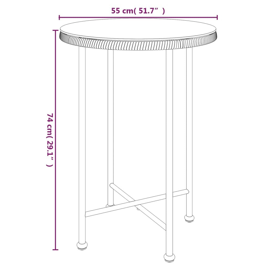 vidaXL Dining Table Black 21.7"?Tempered Glass and Steel