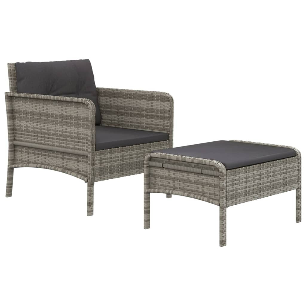 vidaXL 2 Piece Patio Lounge Set with Cushions Gray Poly Rattan