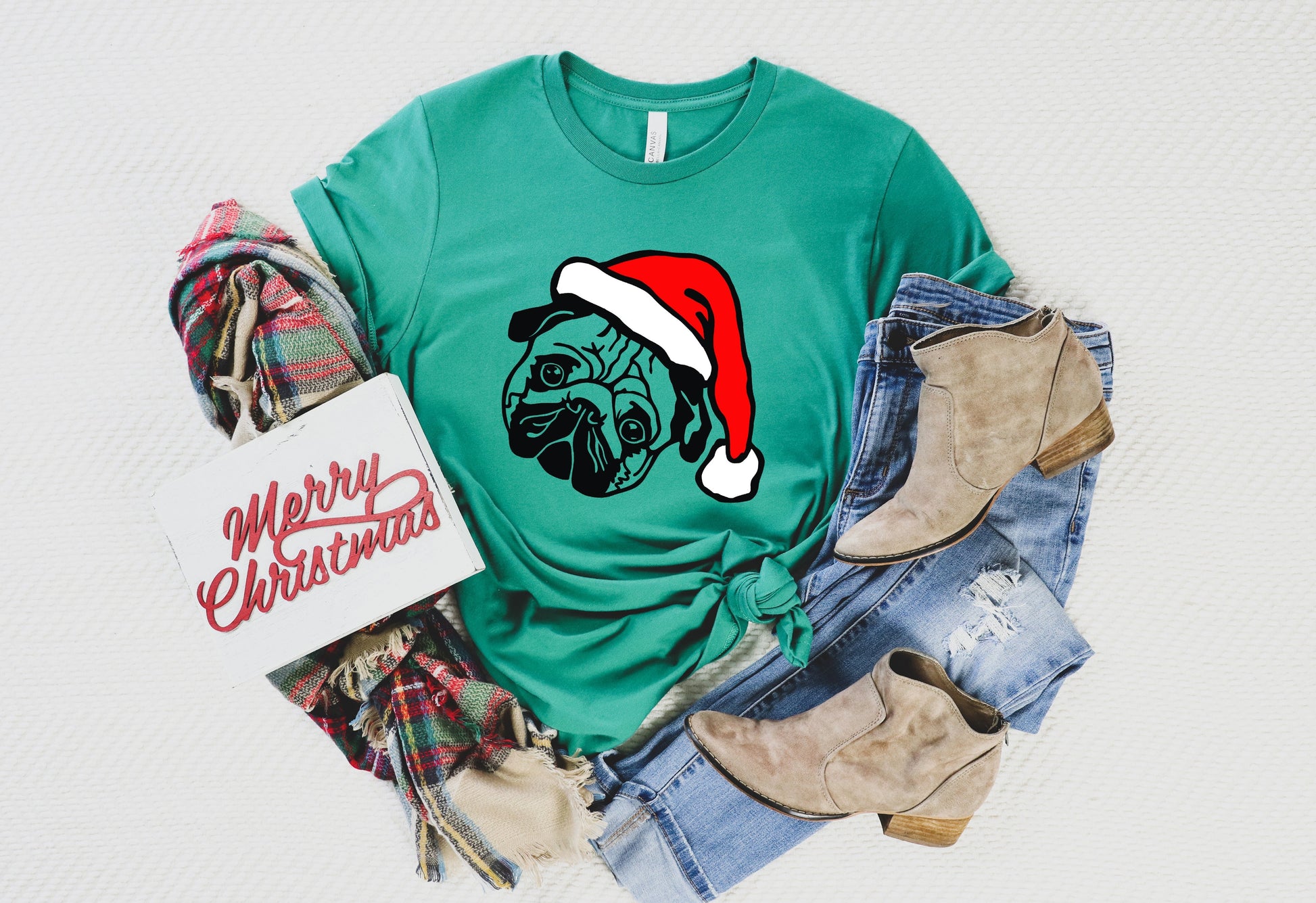 Santa Pug Shirt, Pug Christmas Shirt, Dog Lover Shirt - American Smart