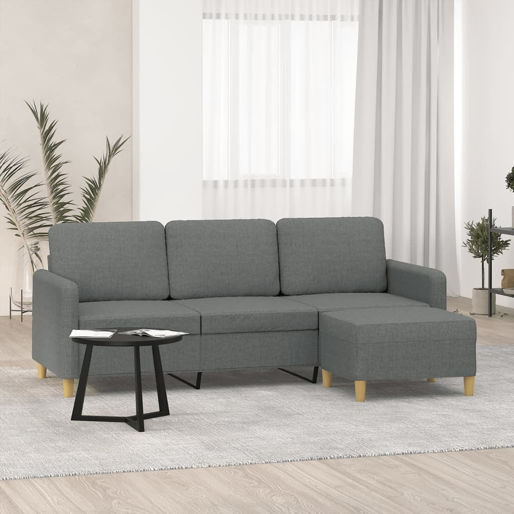 vidaXL 3-Seater Sofa with Footstool Dark Gray 70.9" Fabric