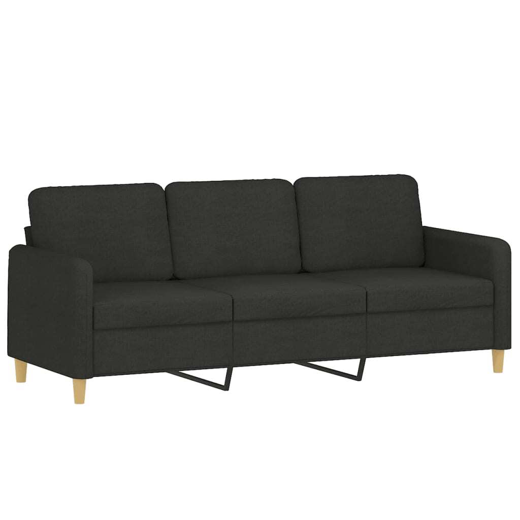 vidaXL 3 Piece Sofa Set with Cushions Black Fabric