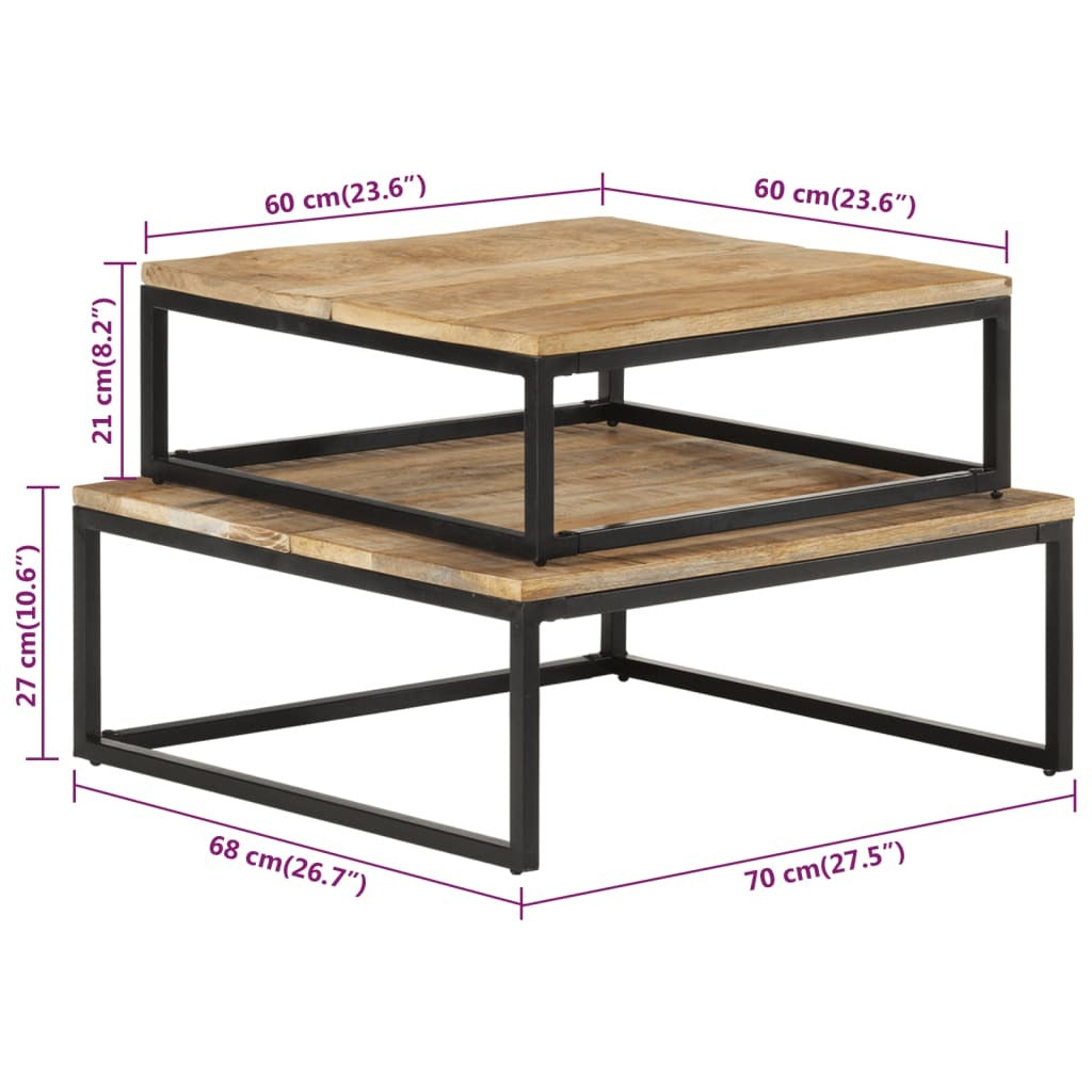 vidaXL Nesting Coffee Tables 2 pcs Solid Mango Wood