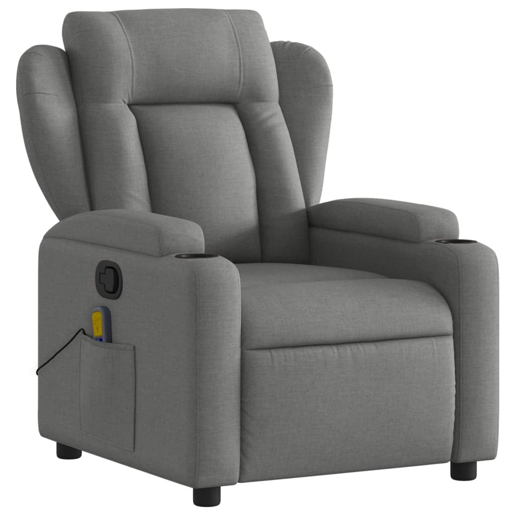 vidaXL Massage Recliner Chair Dark Gray Fabric