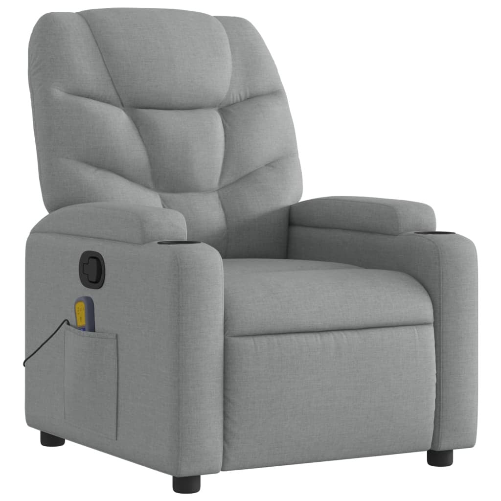 vidaXL Massage Recliner Chair Light Gray Fabric